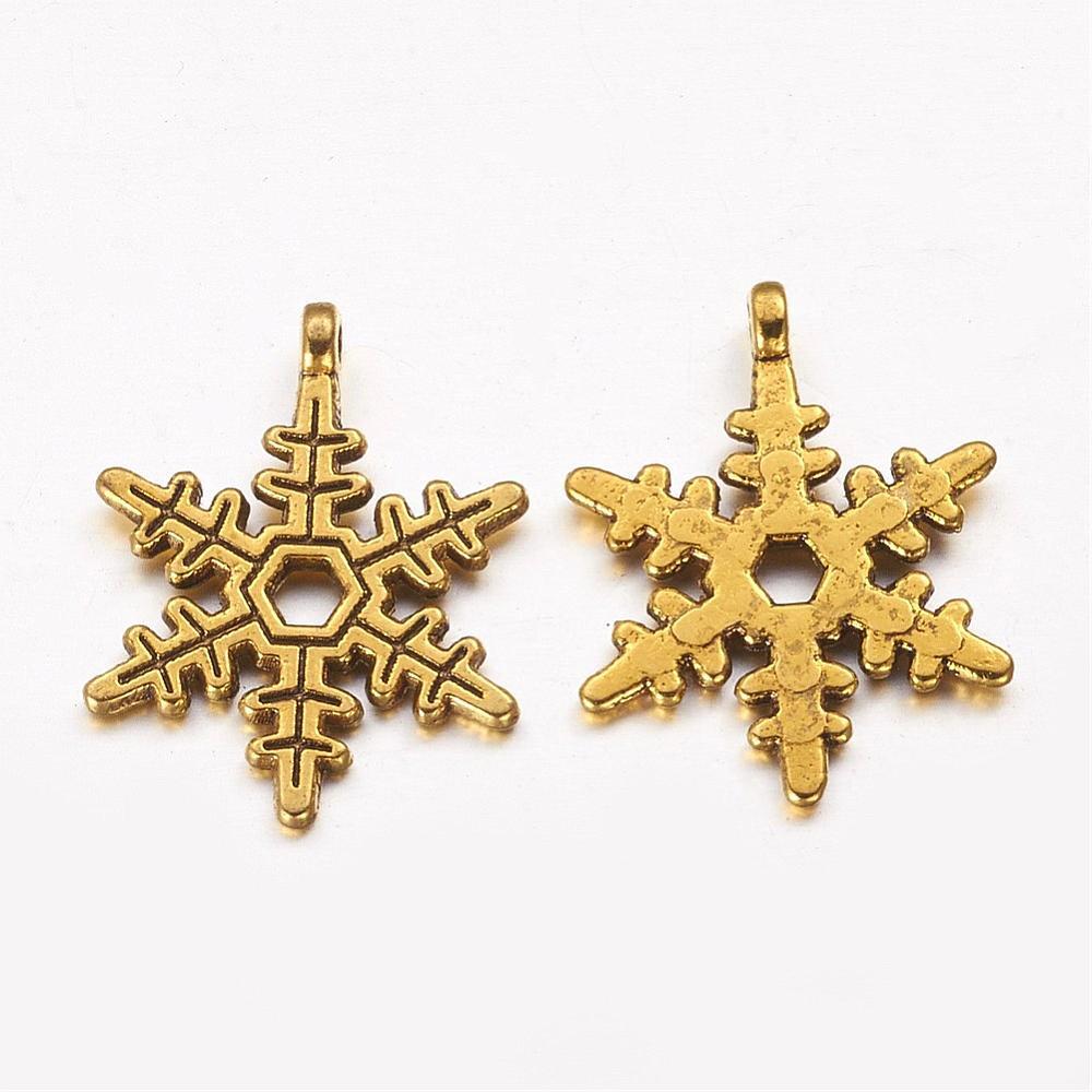 Antique Gold Charm - Snowflake 8pcs