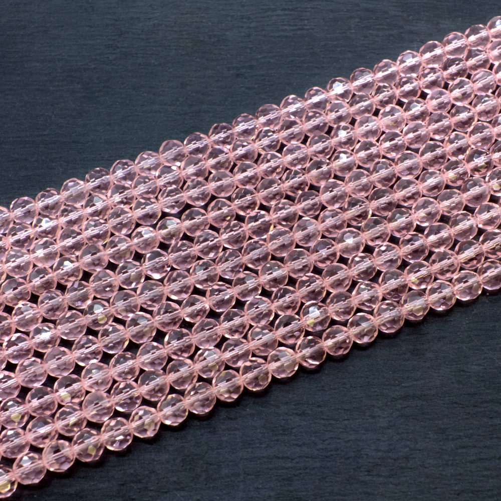 Faceted Glass Round 5mm Beads 10 Strings Pink