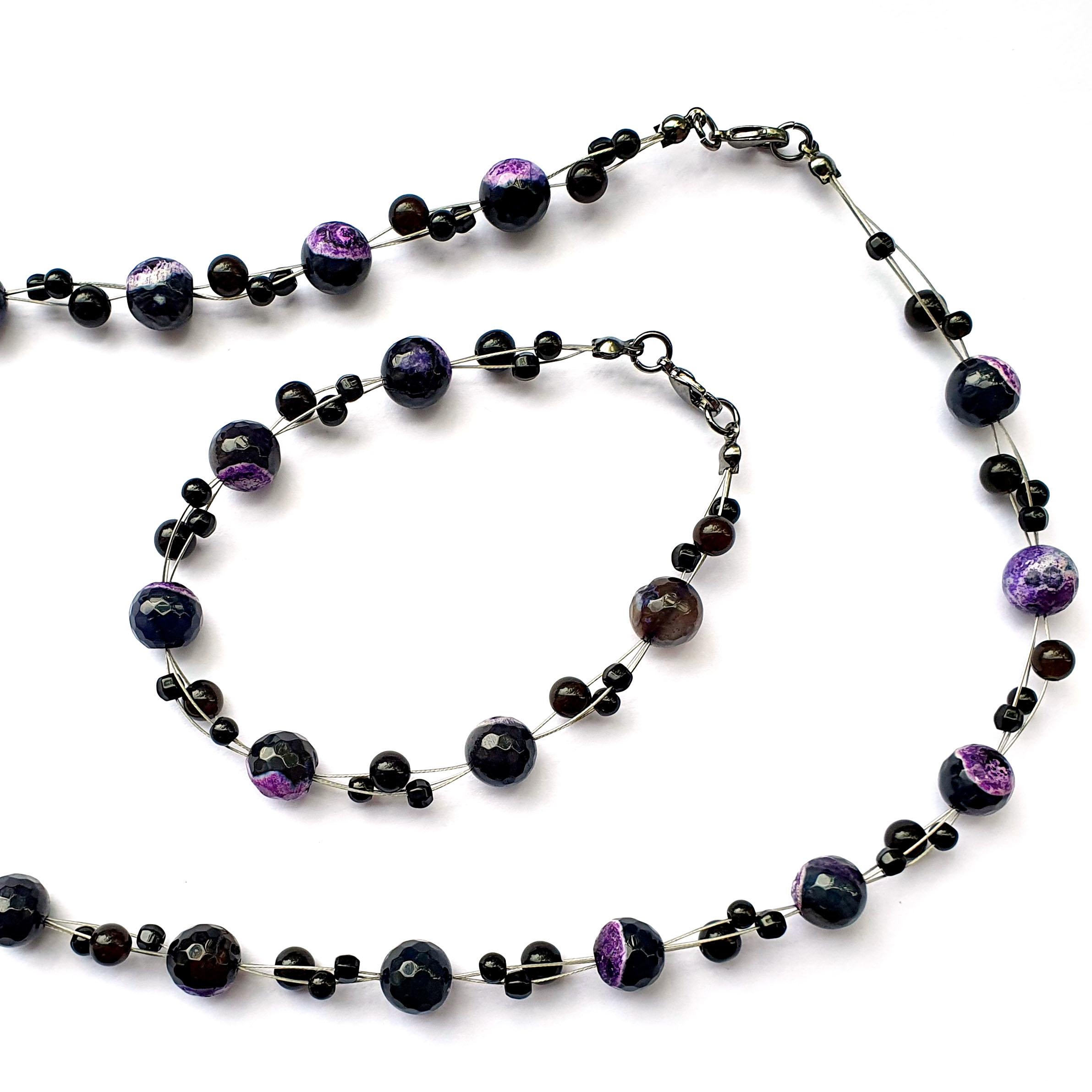 Fire Agate Onyx Jewellery Bundle - Purple