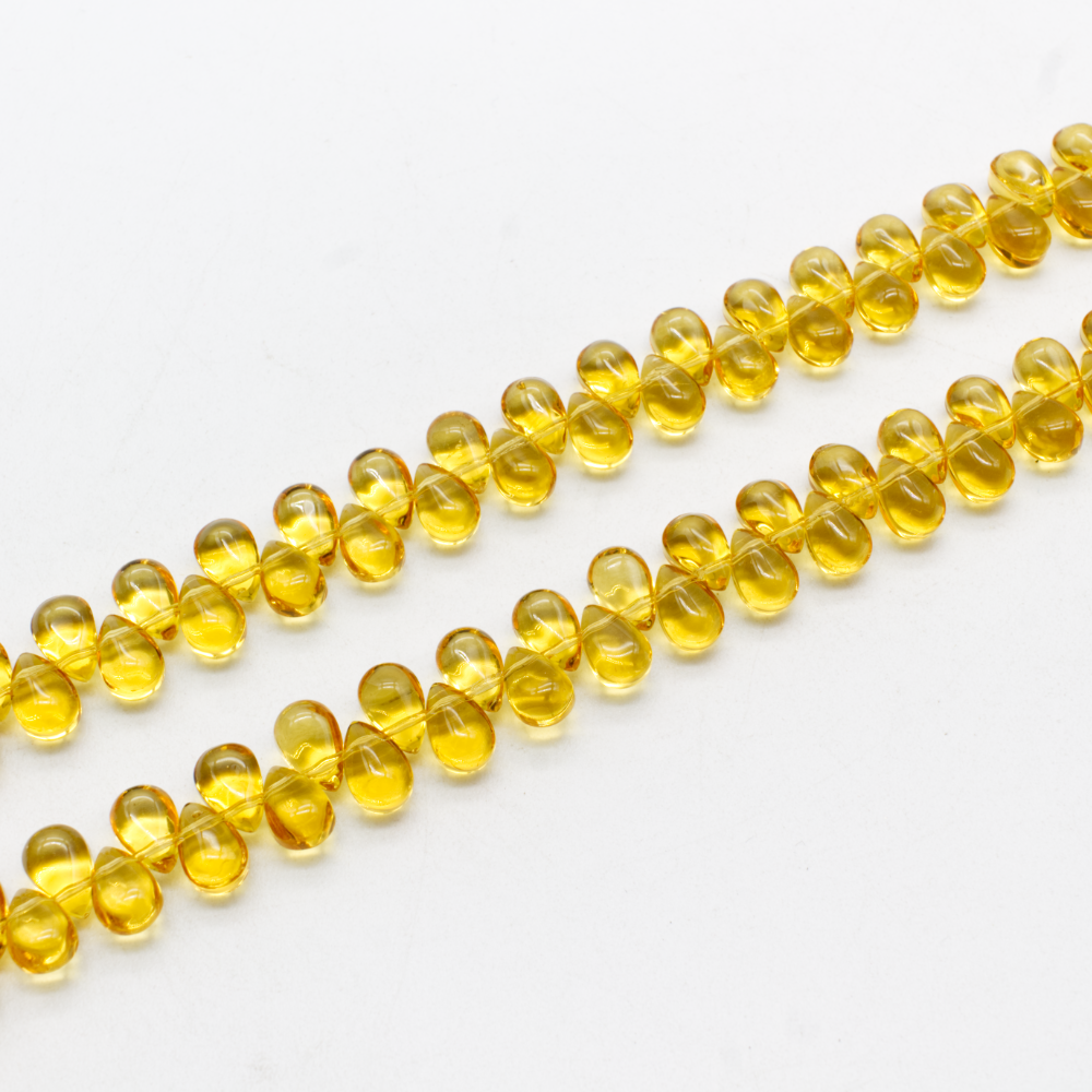 Glass rounded drop 9x6mm - Yellow
