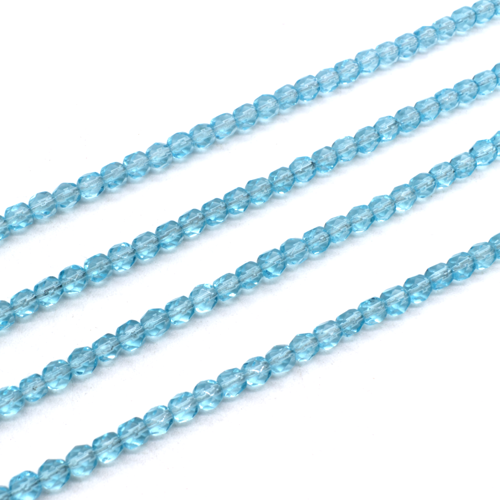 Glass Facet Round 4mm -  Light Cyan
