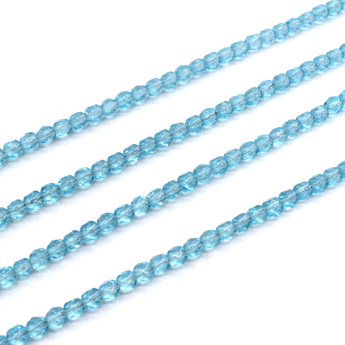Glass Facet Round 4mm -  Light Cyan