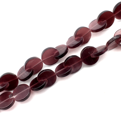 Cats Eye Pacman Beads - Purple 14mm 40pcs