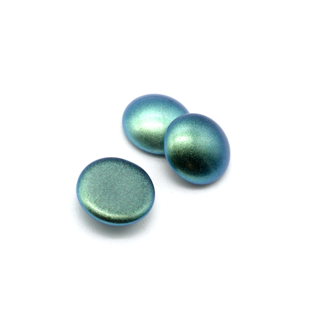 Par Puca Cabochon - 14mm - Metallic Mat Green Turquoise