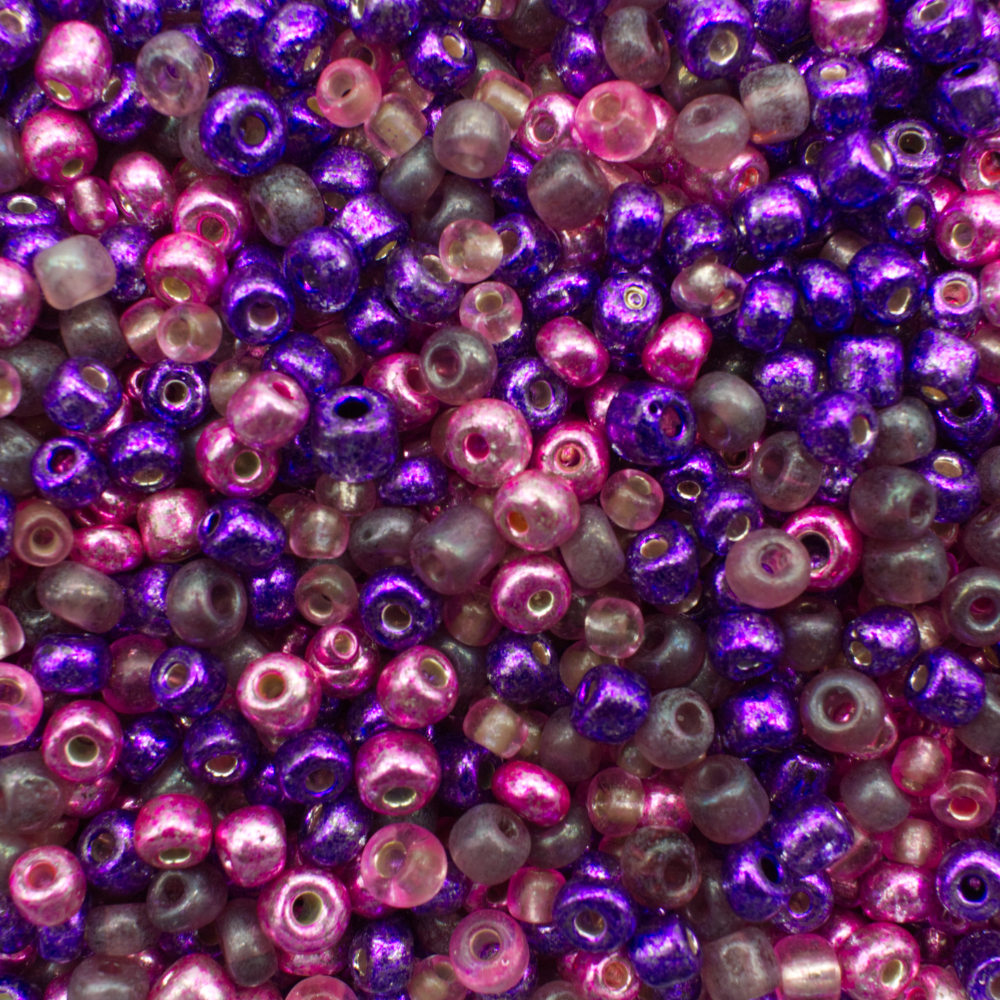 Seed Beads Mix Purple Pink 100g - Grade B