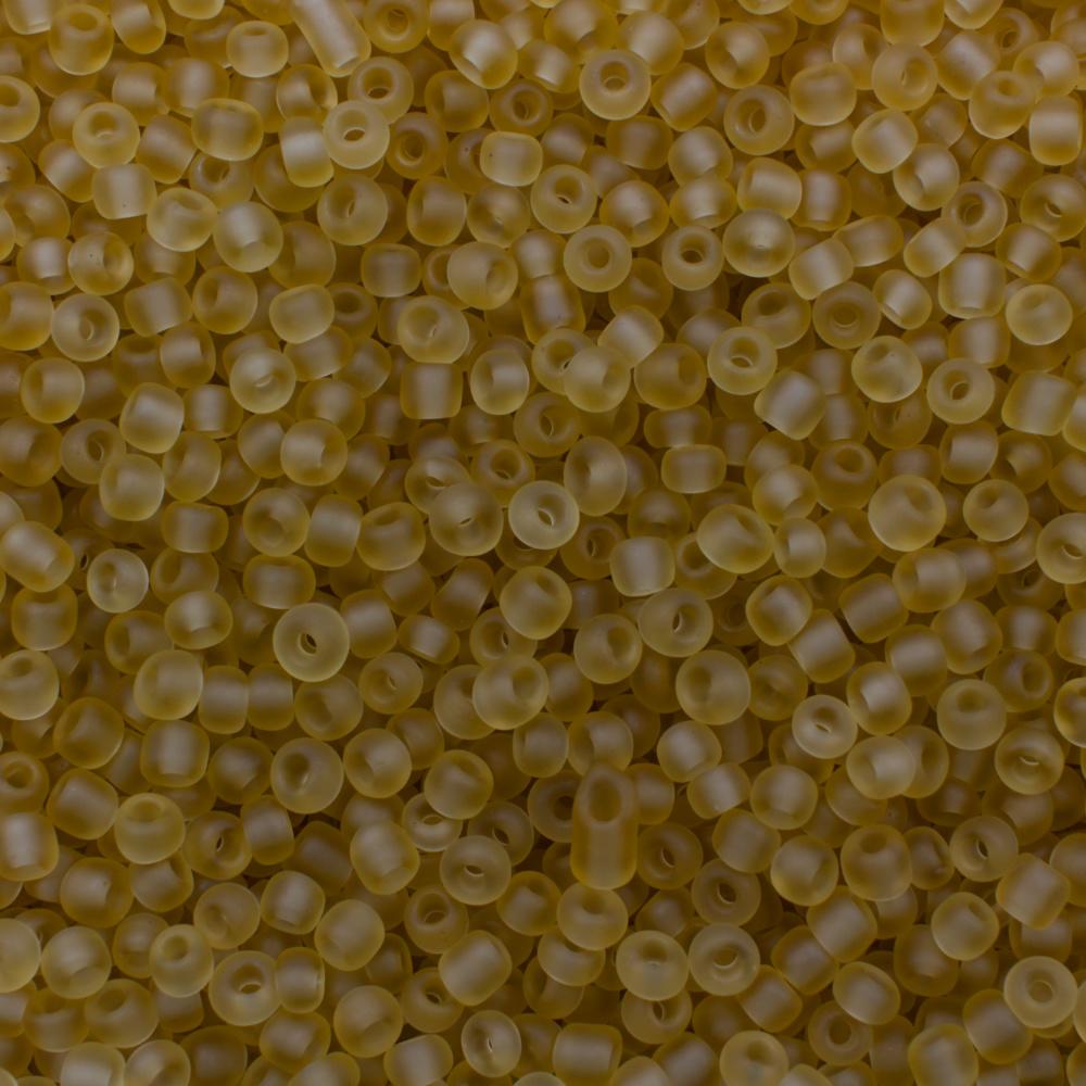 Seed Beads Transparent Frosted Light Gold - Size 8 100g