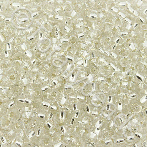 Seed Beads Silver Lined  Clear - Size 8 100g
