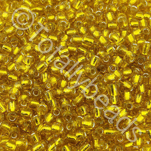 Seed Beads Silver Lined  Yellow - Size 8 100g
