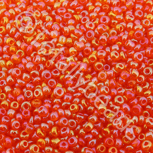 Seed Beads Transparent Rainbow  Orange - Size 11