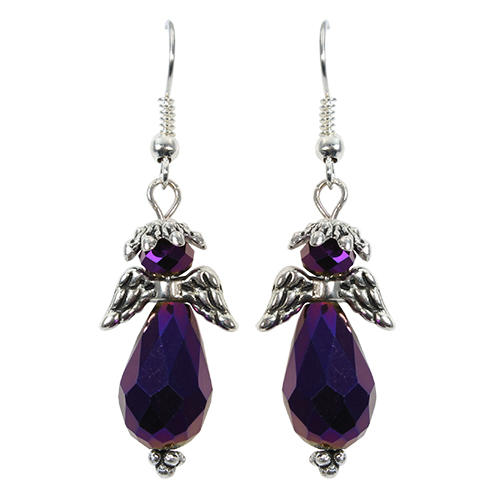 Christmas Angel Earrings - Purple Iris
