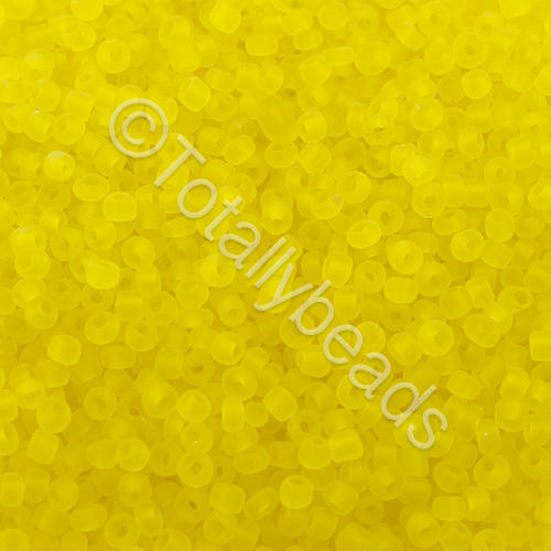 Seed Beads Transparent Frosted  Yellow - Size 11 100g