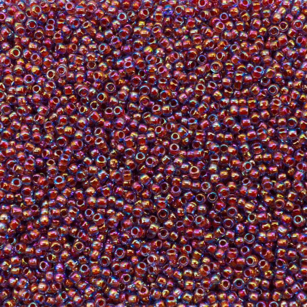 Toho Size 11 Seed Beads 10g -  Inside Colour Rainbow Alexandrite/Opaque Orange-Lined