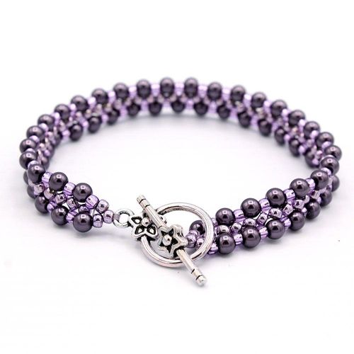 Mia Pearl Bracelet Makes 5 purple bracelet making kit — DIY set with beads and instructions for creating handmade jewelry