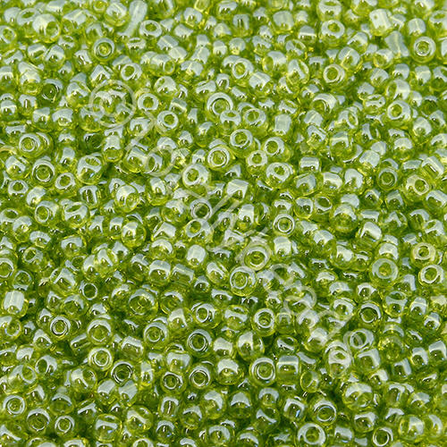 Seed Beads Transparent Luster Lime Green - Size 11 100g
