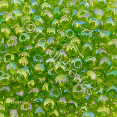Seed Beads Transparent Rainbow  Light Green - Size 6 100g