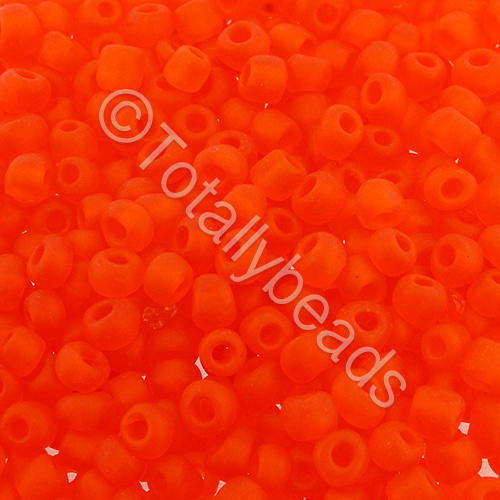 Seed Beads Transparent Frosted  Orange - Size 6 100g