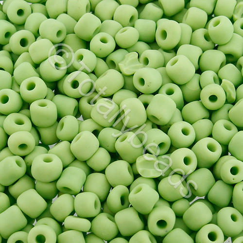 Seed Beads Opaque Frosted  Light Green - Size 6 100g