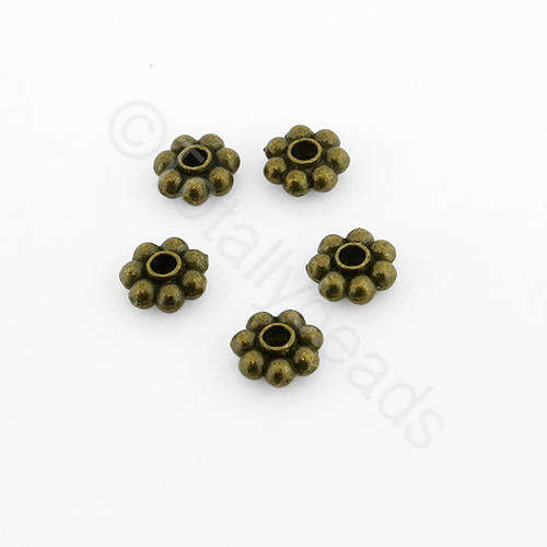 Antique Bronze Bead - 5mm Flower Spacer 30pcs