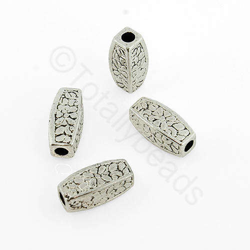 Antique Silver Square Tube - 12mm 12pcs