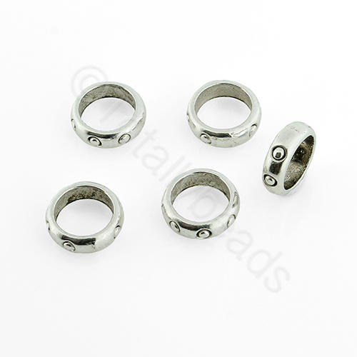 Antique Silver Metal Pattern Ring 8x2mm - Large Hole 40pcs