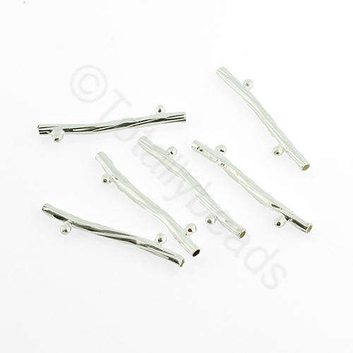 Wave Tube Ball Etched 20mm - Silver Plated 6pcs