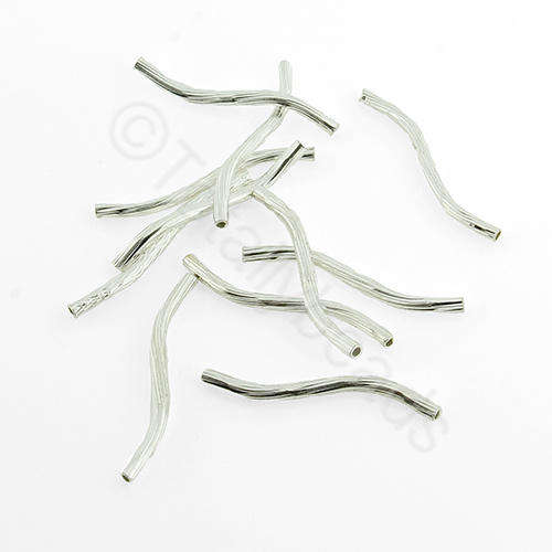 Wave Tube Etched 20mm - Silver Plated 10pcs
