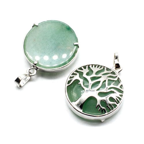 Tree of Life Pendant with Green Aventurine Gemstone 27mm