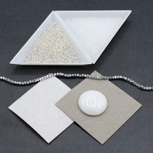 Bead Embroidery white ceramic jewelry making kit — DIY set with beads and instructions for creating handmade jewelry