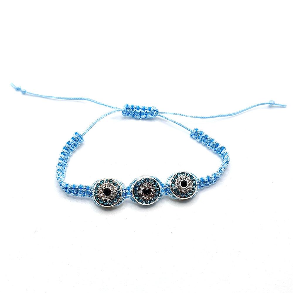 Shamballa Coin Bracelet baby blue bracelet making kit — DIY set with beads and instructions for creating handmade jewelry