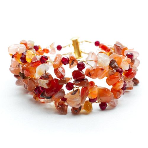 Wire Cuff Bracelets red agate carnelian bracelet making kit — DIY set with beads and instructions for creating handmade jewelry