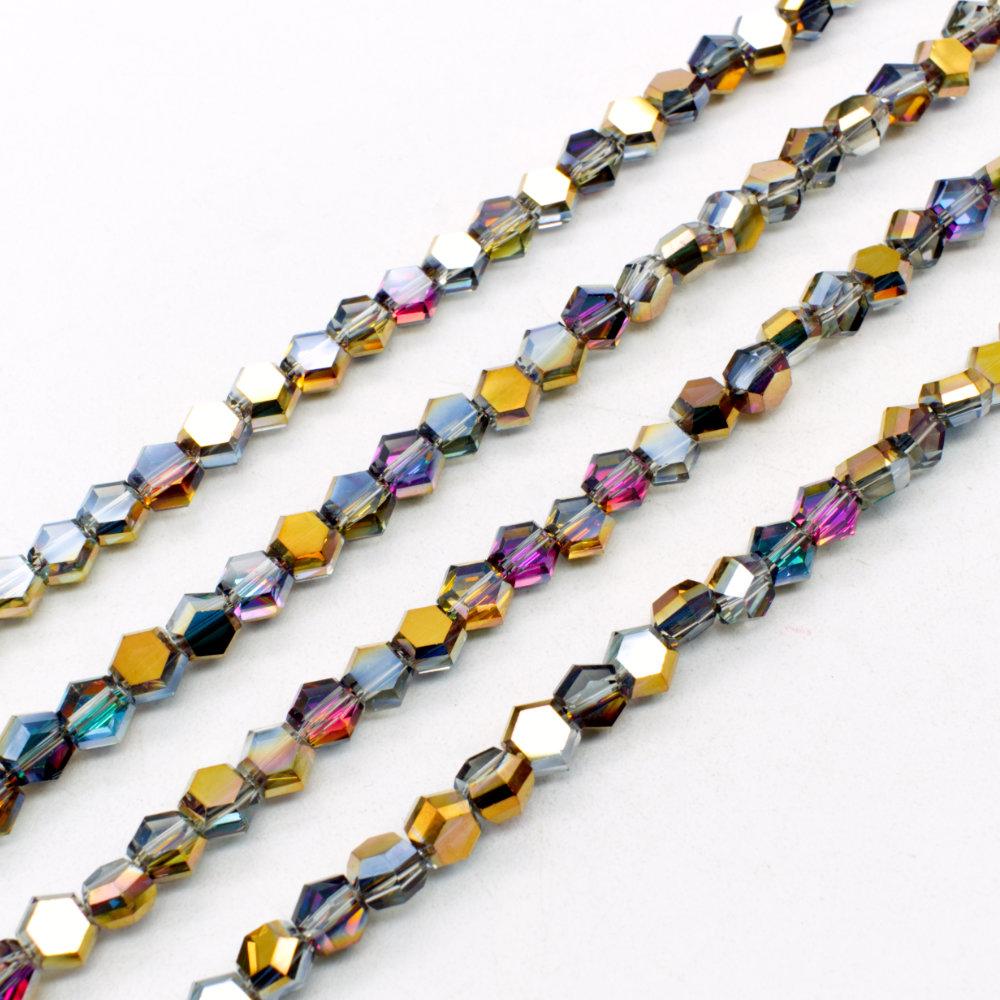 Crystal Hexagon Beads 6mm 90pcs - Bronze Rainbow