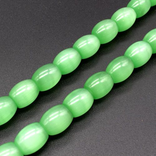 Cats Eye Barrel Green 13x11mm for jewellery making