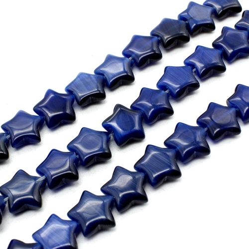 Cats Eye Beads Pillow Stars 10mm   Sapphire for jewellery making