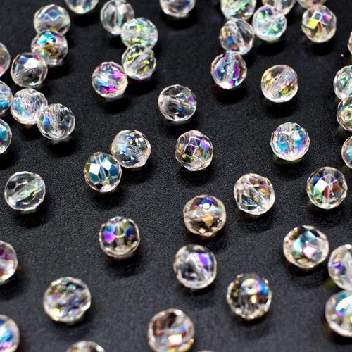 10mm Czech glass fire polished faceted beads crystal ab 20pcs — pack of 20, high-quality faceted beads perfect for jewelry making and bea…