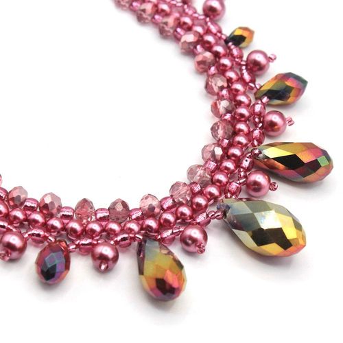 Daphne Crystal Necklace phoenix pink necklace making kit — DIY set with beads and instructions for creating handmade jewelry