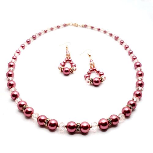Penelope Jewellery Set Makes 2 indian pink jewelry making kit — DIY set with beads and instructions for creating handmade jewelry
