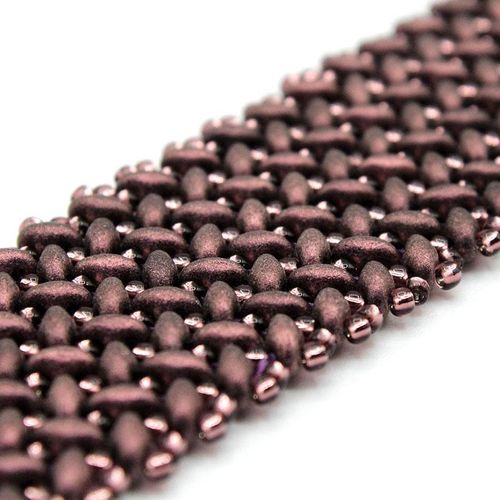 SuperDuo Chevron Bracelet metallic suede pink bracelet making kit — DIY set with beads and instructions for creating handmade jewelry
