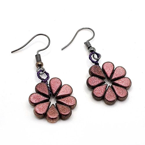 Azalea Amos Earrings 3 Pairs dark violet earring making kit — DIY set with beads and instructions for creating handmade jewelry