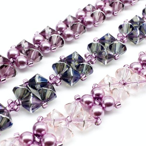 Trixie Bicone Bracelet makes 4 pink bracelet making kit — DIY set with beads and instructions for creating handmade jewelry