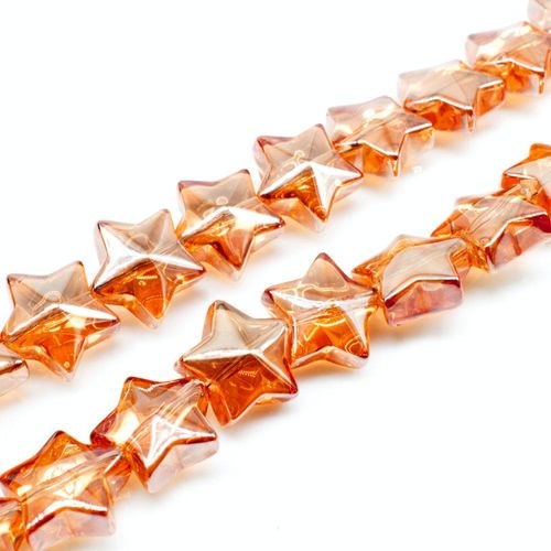 Glass Puffed Star Bead 12mm 10pcs   Auburn for jewellery making