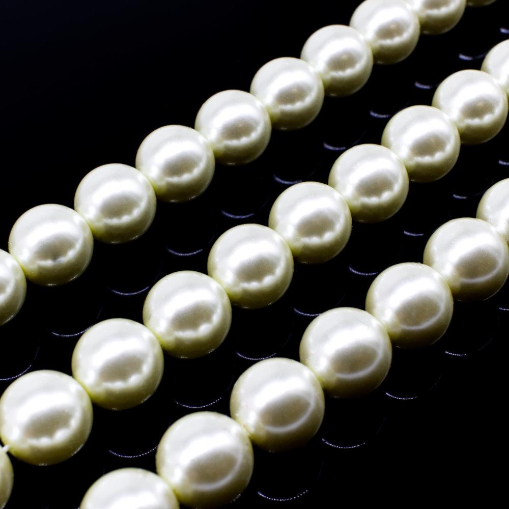 Glass Pearl Round Beads 10mm - Buttermilk