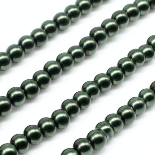 Glass Pearl Round Beads 4mm - Forest Green
