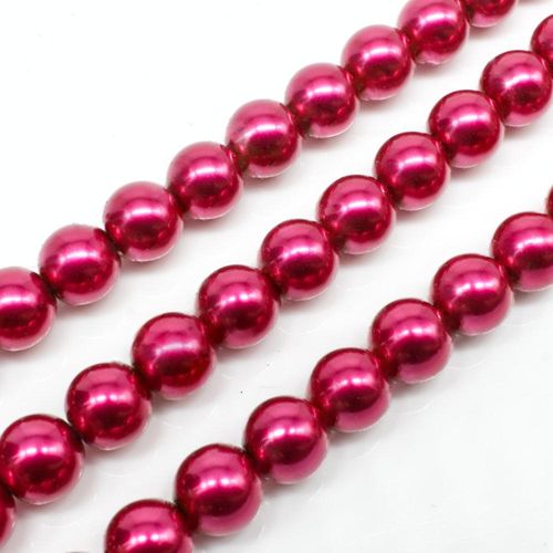Glass Pearl Round Beads 8mm - Pink Magenta