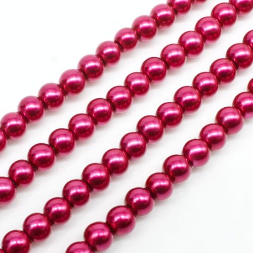 Glass Pearl Round Beads 4mm - Pink Magenta