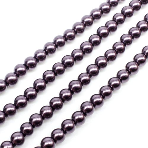 Glass Pearl Round Beads 4mm - Grape
