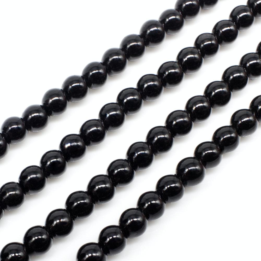 Glass Pearl Round Beads 4mm - Black