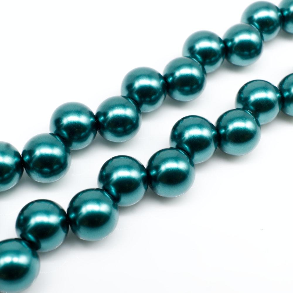 Glass Pearl 8mm Round Off Centre - Teal