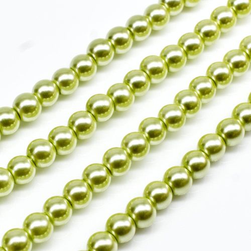Glass Pearl Round Beads 4mm - Lime Green