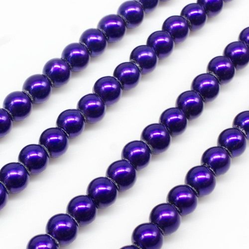 Glass Pearl Round Beads 4mm - Royal Purple