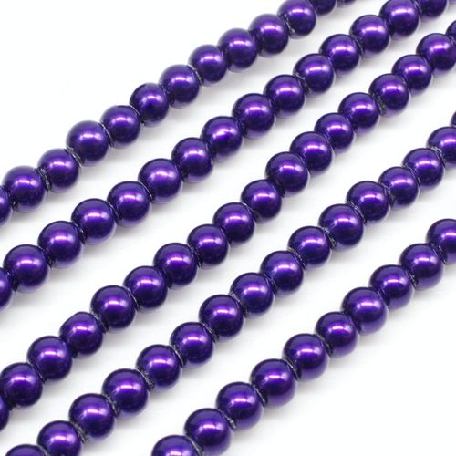 Glass Pearl Round Beads 3mm - Royal Purple